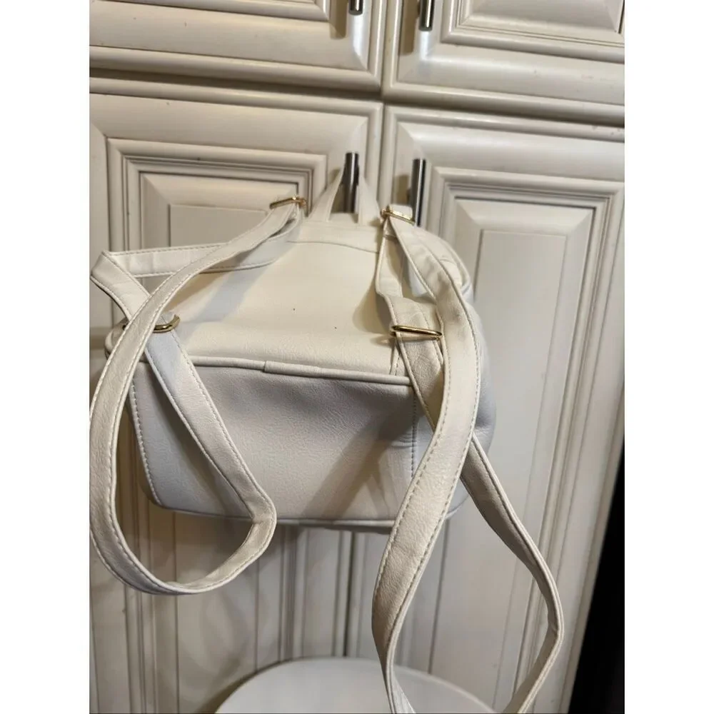 UnderOneSky Women's Quilted Heart & Flower Charm Mini Backpack White Small